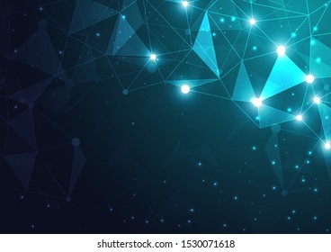 High tech technology geometric and connection system background with digital data abstract
