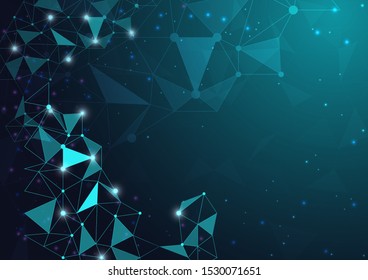High tech technology geometric and connection system background with digital data abstract