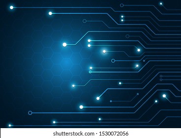 High tech technology geometric and connection system background with digital data abstract