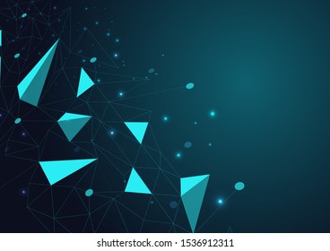 High tech technology geometric and connection system background with digital data abstract