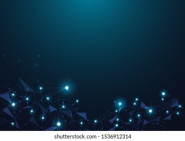 High tech technology geometric and connection system background with digital data abstract
