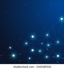 High tech technology geometric and connection system background with digital data abstract