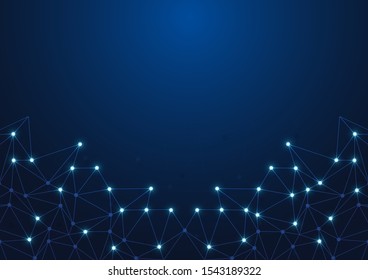 High tech technology geometric and connection system background with digital data abstract