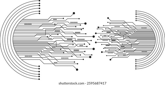 High tech technology geometric and connection system background with digital data abstract