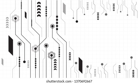 High tech technology geometric and white background with digital data abstract