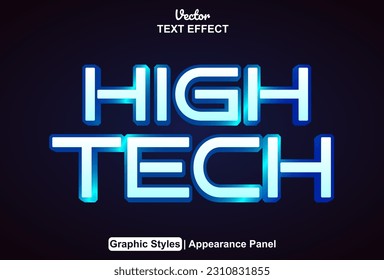 high tech text effect blue color graphic style and editable.