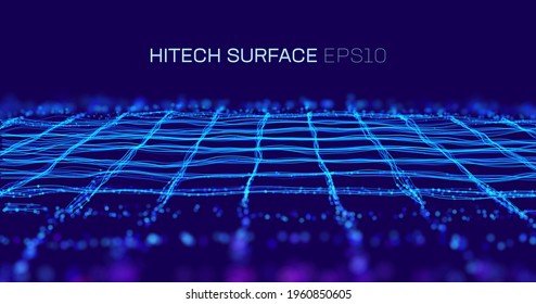 High tech vector background. Nanotechnology fabric cloth. Cyber grid data