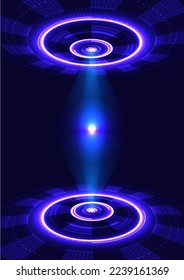 high tech vector background
The upper tech circle sends a beam of light to the object in the center.