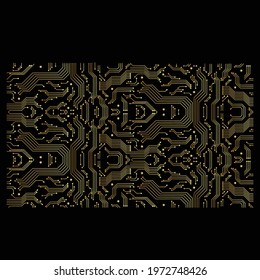 High tech vector golden background with circuit board texture