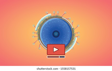 high tech video channel profile logo stock vector illustration
