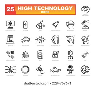 Conjunto de iconos de High Technologies ideal para un sitio web o infografía.