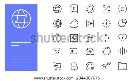 High technologies. Random concepts. Small minimalistic line icons. Vector file.