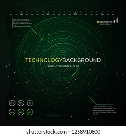 high technology backgound with abstract circle interface and modern networking concept use for web landing page banner template, science, cryptocurrency, ecommerce design vector eps 10