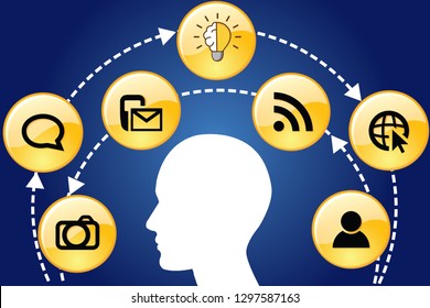 high technology for communication icons use smart phones, chat fact to face and high speed internet to digital period . 