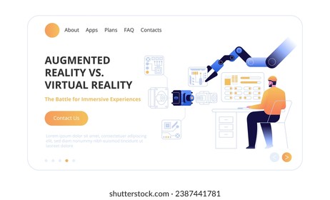 High technology concept. Augmented Reality vs. Virtual Reality: The Battle for Immersive Experiences. Vector illustration for websites, landing pages, mobile applications, posters and banners.