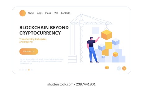 High technology concept. Blockchain Beyond Cryptocurrency: Transforming Industries and Beyond. Vector illustration for websites, landing pages, mobile applications, posters and banners.