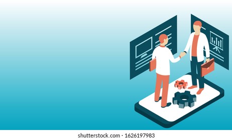 High technology concept. Landing page template. Header for website. High detailed isometric vector illustration

