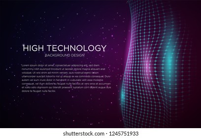 high technology cover background template design with abstract glowing wave with modern concept and futuristic design vector eps 10