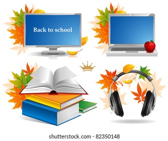 High technology. Education and school icon set