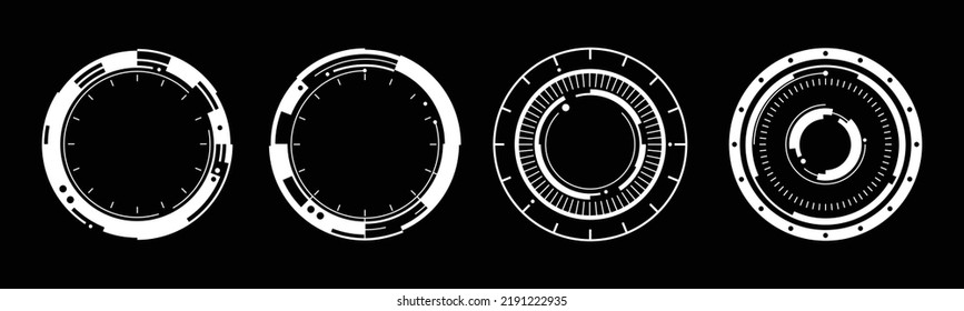High technology HUD user interface. sci-fi futuristic display with detail for modern monitor screen in vector. Target shape for element design illustration.