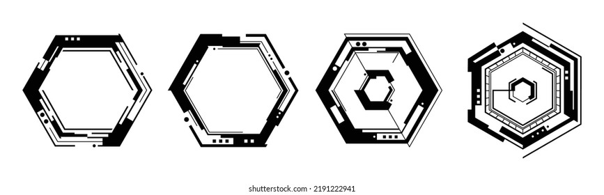 High technology HUD user interface. sci-fi futuristic display with detail for modern monitor screen in vector. Target shape for element design illustration.