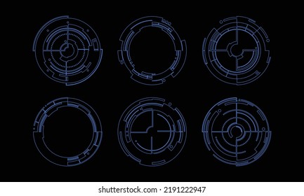 High technology HUD user interface. sci-fi futuristic display with detail for modern monitor screen in vector. Target shape for element design illustration.