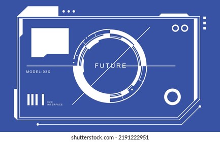 High technology HUD user interface. sci-fi futuristic display with detail for modern monitor screen in vector. Target shape for element design illustration.