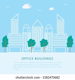 high technology office buildings flat design