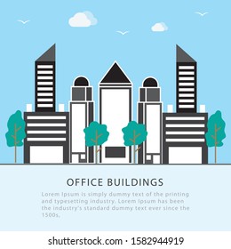 high technology office buildings flat design