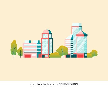 Vector de edificios de oficinas de alta tecnología