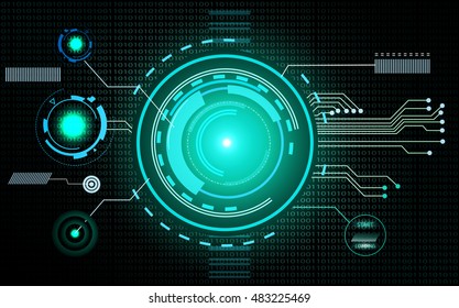 High technology printed circuit board with glowing LED lights