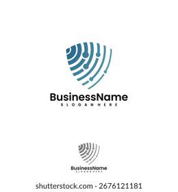 Alta tecnologia escudo segurança sinal scanner logotipo empresa. Ilustração vetorial