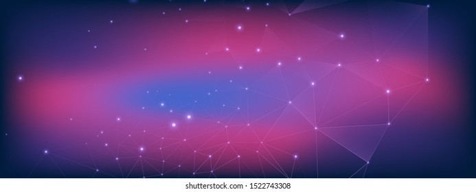 High Technology Visualization. Big Data Vector. Purple Digital Contemporary. Dark Wireframe Poster. Technology Illustration. Big Data Cloud. Wormhole Connection. Blue Technology Architecture.