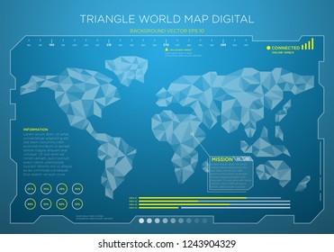 high technology world map digital background template with modern concept and triangle lowpoly design vector eps 10