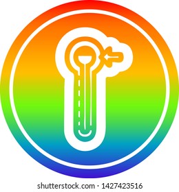 high temperature circular icon with rainbow gradient finish