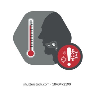 Hochtemperatur-Fieber-Thermometer. Dünne Linie Symbol. Vektor für Gesundheit und Medizin
