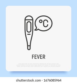 High temperature, fever. Thin line icon. Medical equipment. Vector illustration.