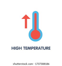Icono plano de alta temperatura, ilustración de estilo en el fondo blanco eps.10