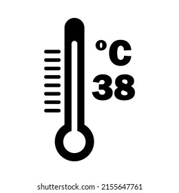 High Temperature Icon. Black Stencil Design. Vector Illustration.