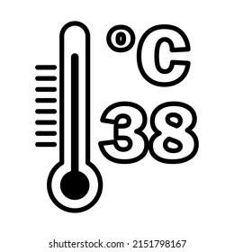 Icono de alta temperatura. Diseño de contorno negrita con ancho de trazo editable. Ilustración vectorial.