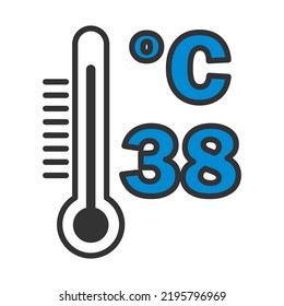 High Temperature Icon. Editable Bold Outline With Color Fill Design. Vector Illustration.