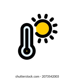 High temperature icon, simple vector outline color style