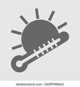 High temperature icon, sun, heat, thermometer, hot, summer, weather, climate, warning, symbol.