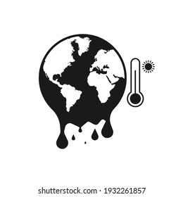 High temperature on Earth, Globe and thermometer, weather thermometer.Vector illustration isolated on white background.Eps 10.