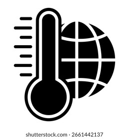 Hohe Temperatur auf der Erde, Globus und Thermometer, Wetterthermometer.Vektorgrafik einzeln auf weißem Hintergrund.Eps 10.