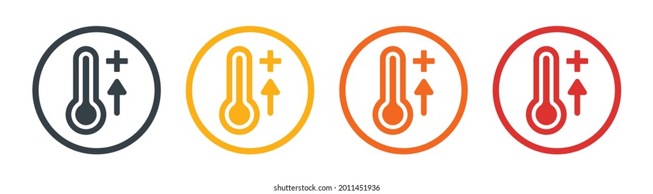 High temperature on a thermometer icon vector isolated on white background. Heat measurement button sign.