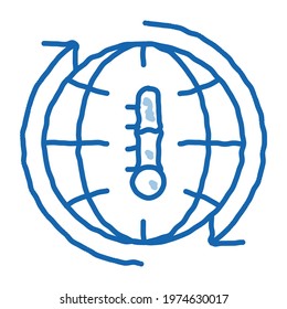 High Temperature Problem sketch icon vector. Hand drawn blue doodle line art isolated symbol illustration