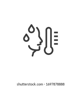 High Temperature Related Vector Line Icons.