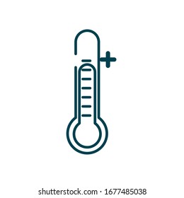 símbolo de alta temperatura del icono del termómetro sobre fondo blanco, estilo de línea, ilustración vectorial