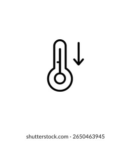 High temperature symbol with thermometer showing a high level. Minimalist monoline icon for hot weather, heatwave, or fever. Isolated on white background.
